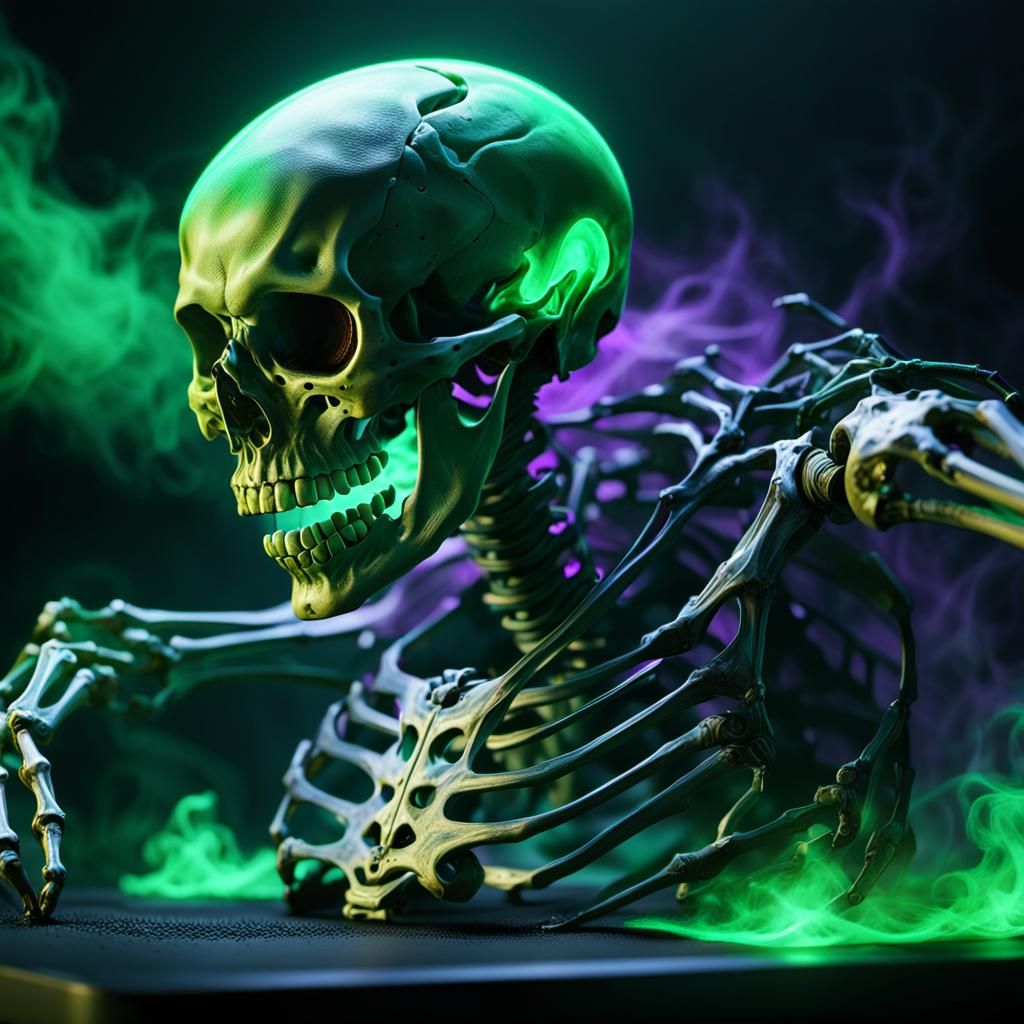 Eerie Glowing Skeleton Dark Fantasy Concept Art