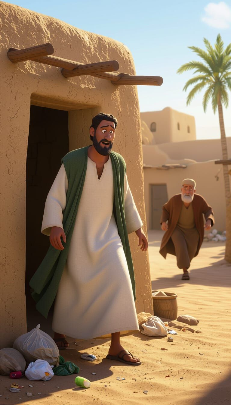 Noble Man Emerges From Desert City In Disney Pixar Style