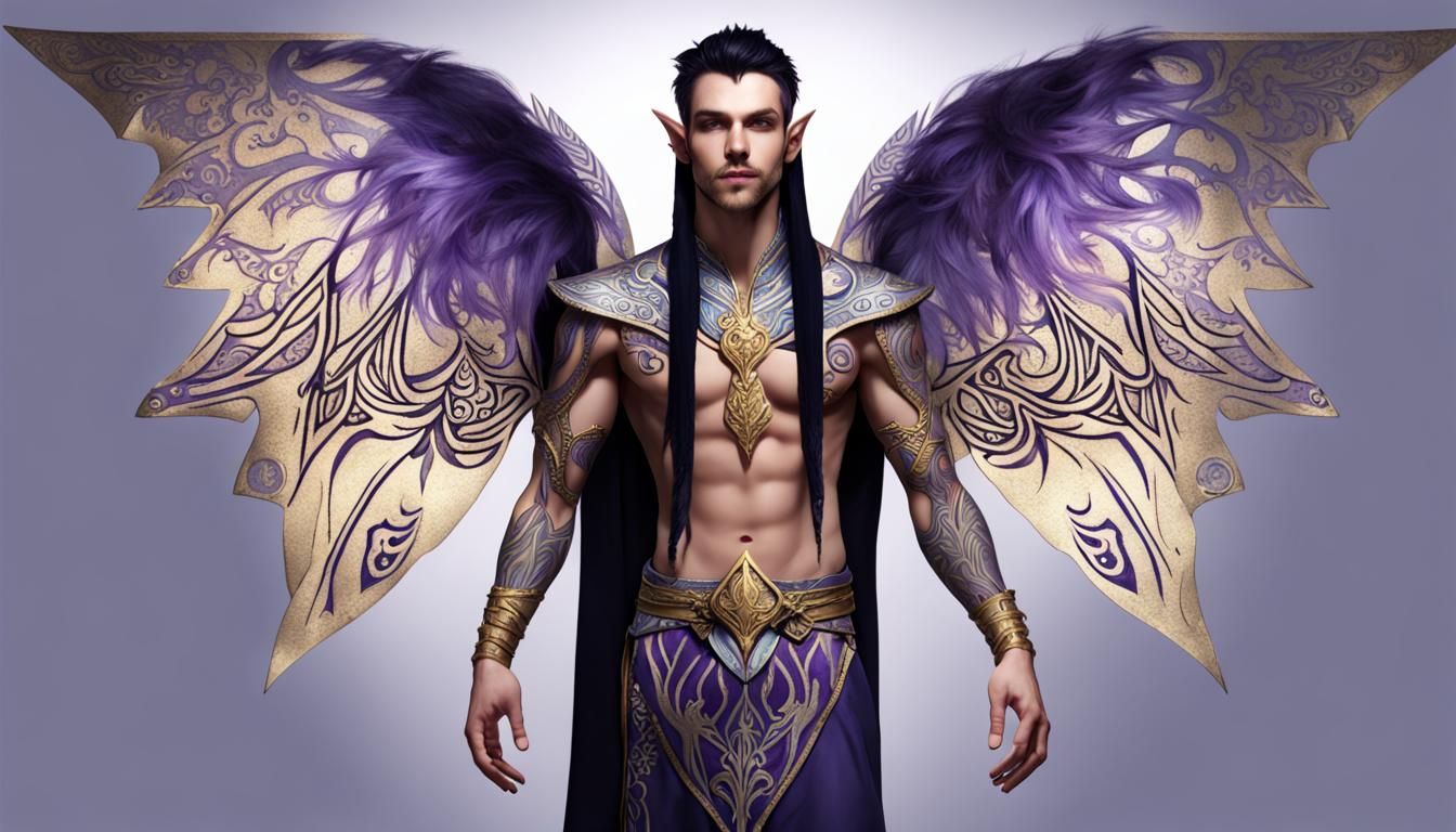 Avariel Elf with Purple, Silver, and Gold Details