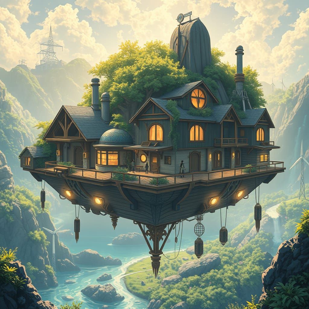 Sustainable Solarpunk Anime Haven