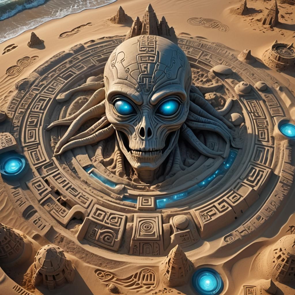 Alien in UFO Sandcastle: Matte Painting