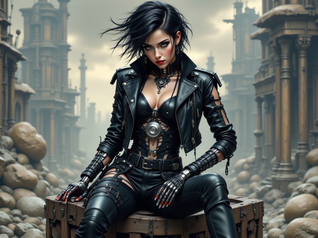 Female Cyborg in Cyberpunk Style