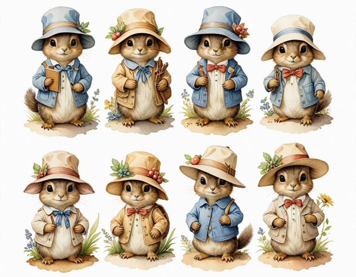 Garden Animals in Clothes: Storybook Watercolor Tags