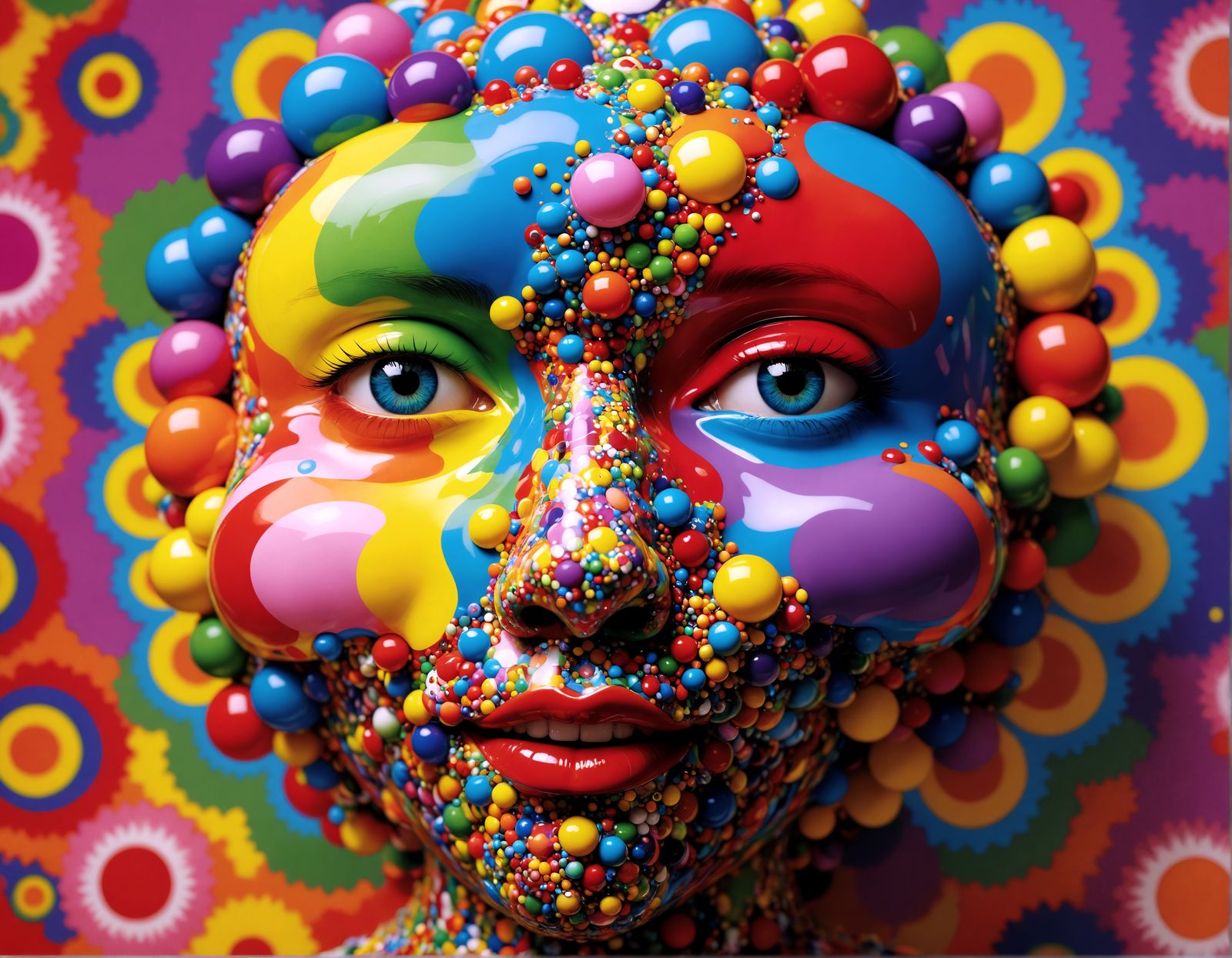 Rainbow Fractal Face in Vivid Colors