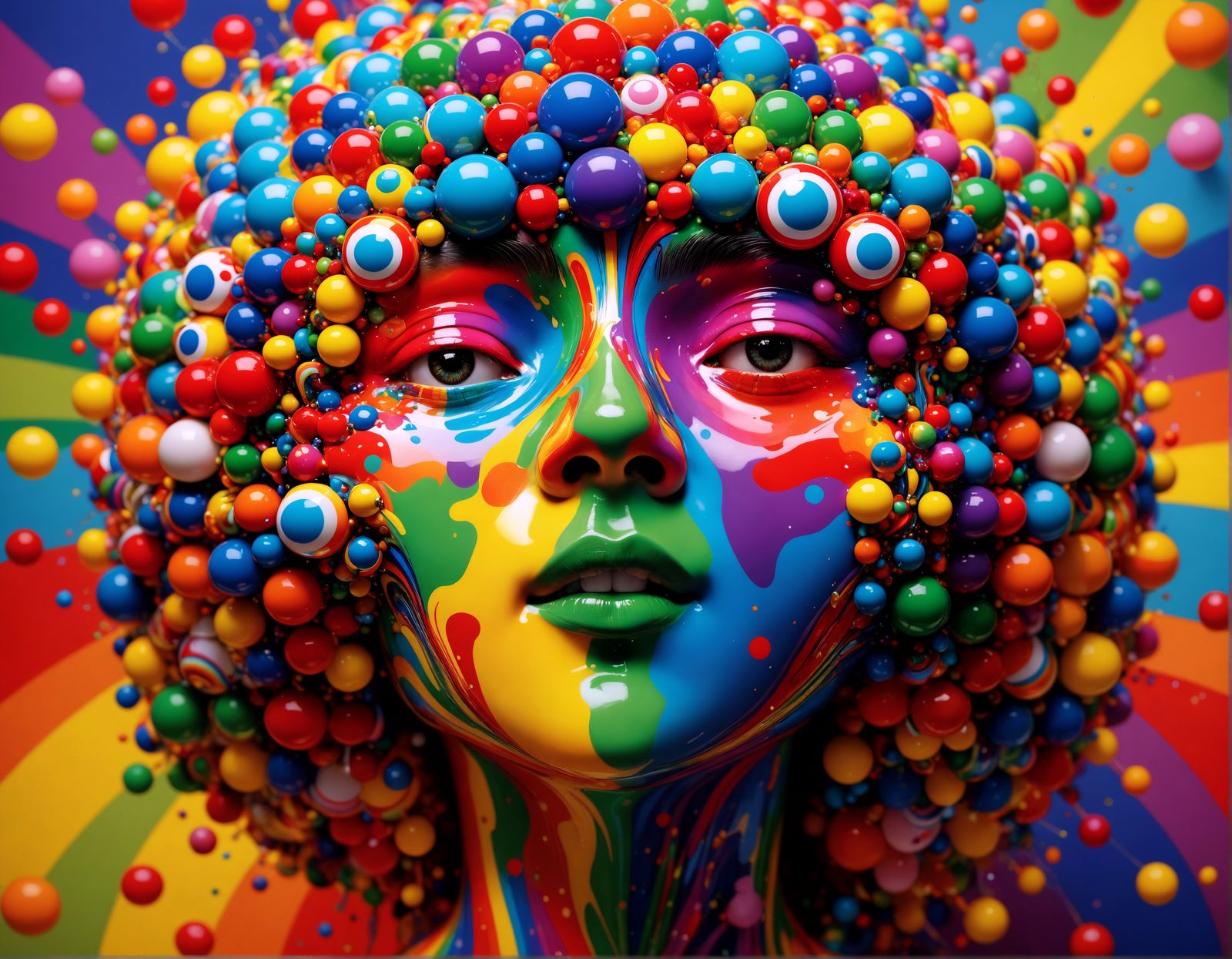 Rainbow Fractal Face in Vibrant Colors