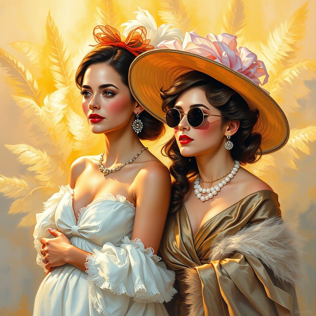 Elegant Ladies in Gouache Impressionist Style