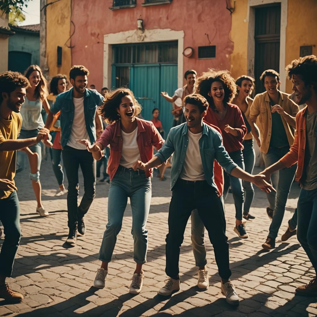 Friends Dancing in Nightclub with Cinematic Lighting