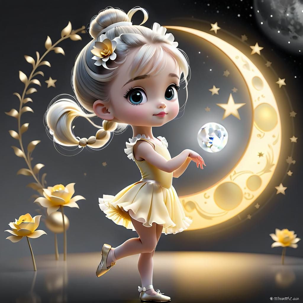 Monochromatic Ballet: Sun, Moon, and Yellow Dress