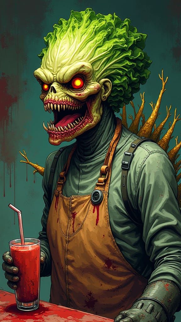 Dark Fantasy Comic Book Character: Lettuce Head Eater