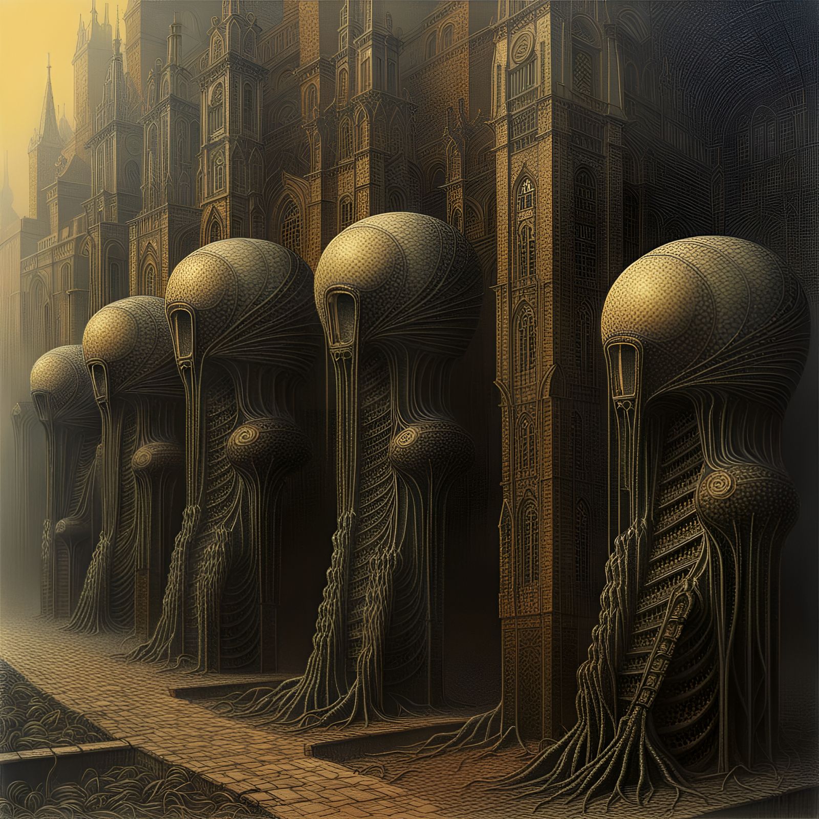 Surreal Maximalist Art: Gothic Brutalism Meets Cyberpunk