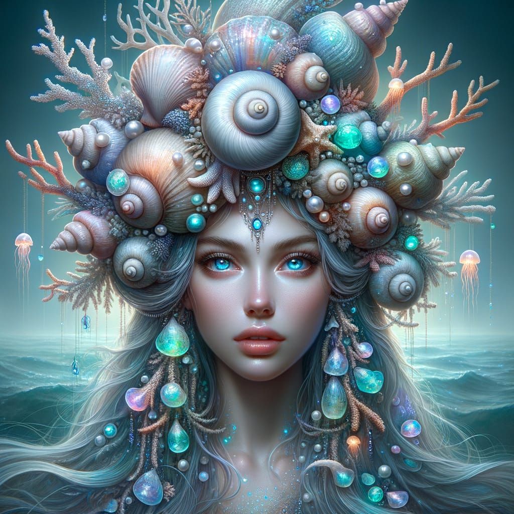Enchanting Sea Enchantress in Seashell Hat