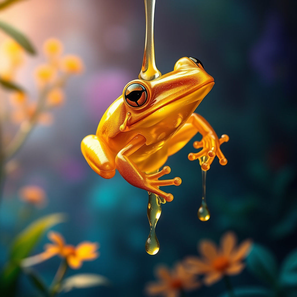 Golden Honey Frog in Lush Environment