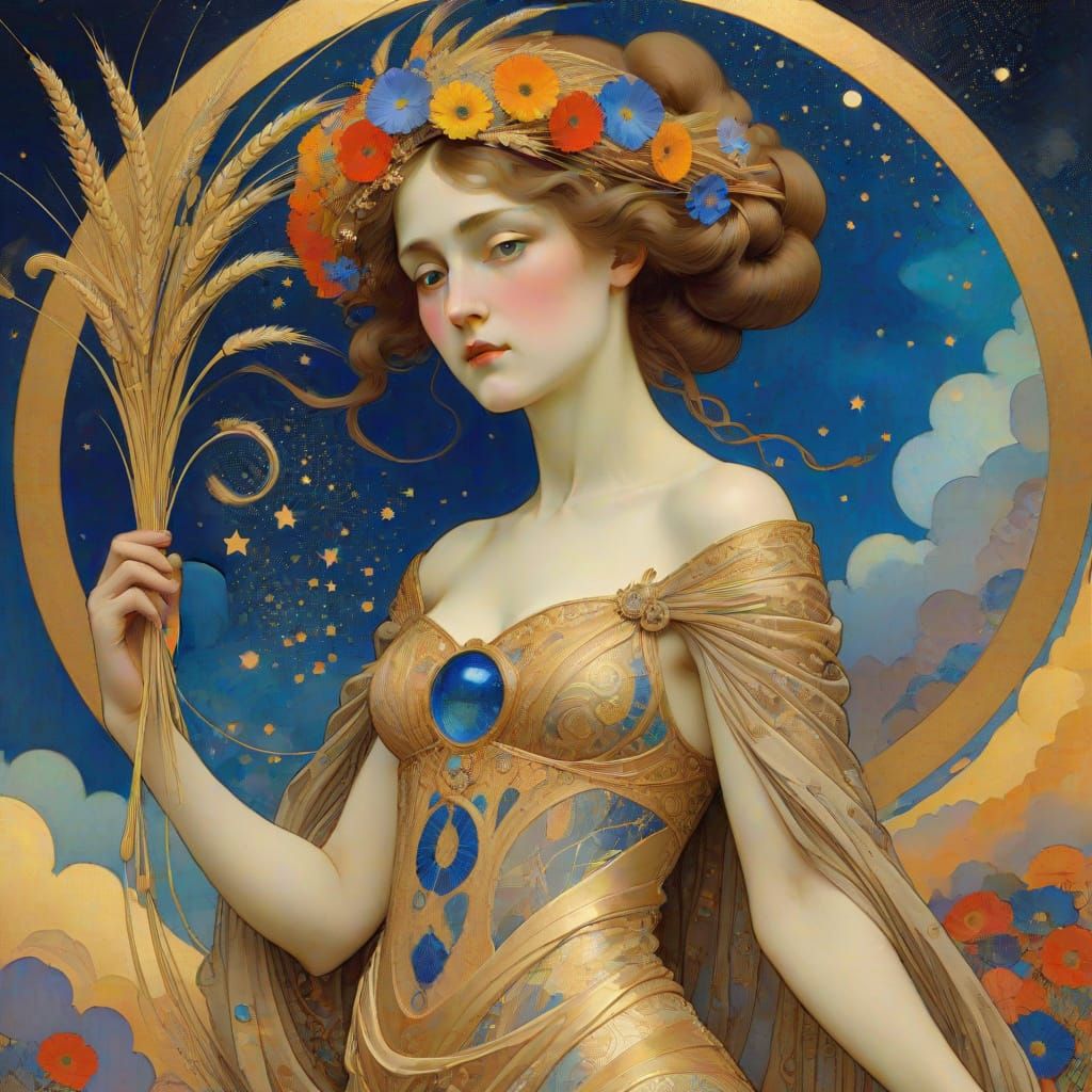 Virgo-woman with a sheaf of wheat