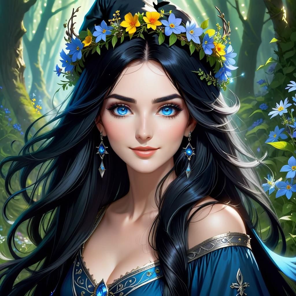 Beautiful Sorceress Portrait with Magical Powers