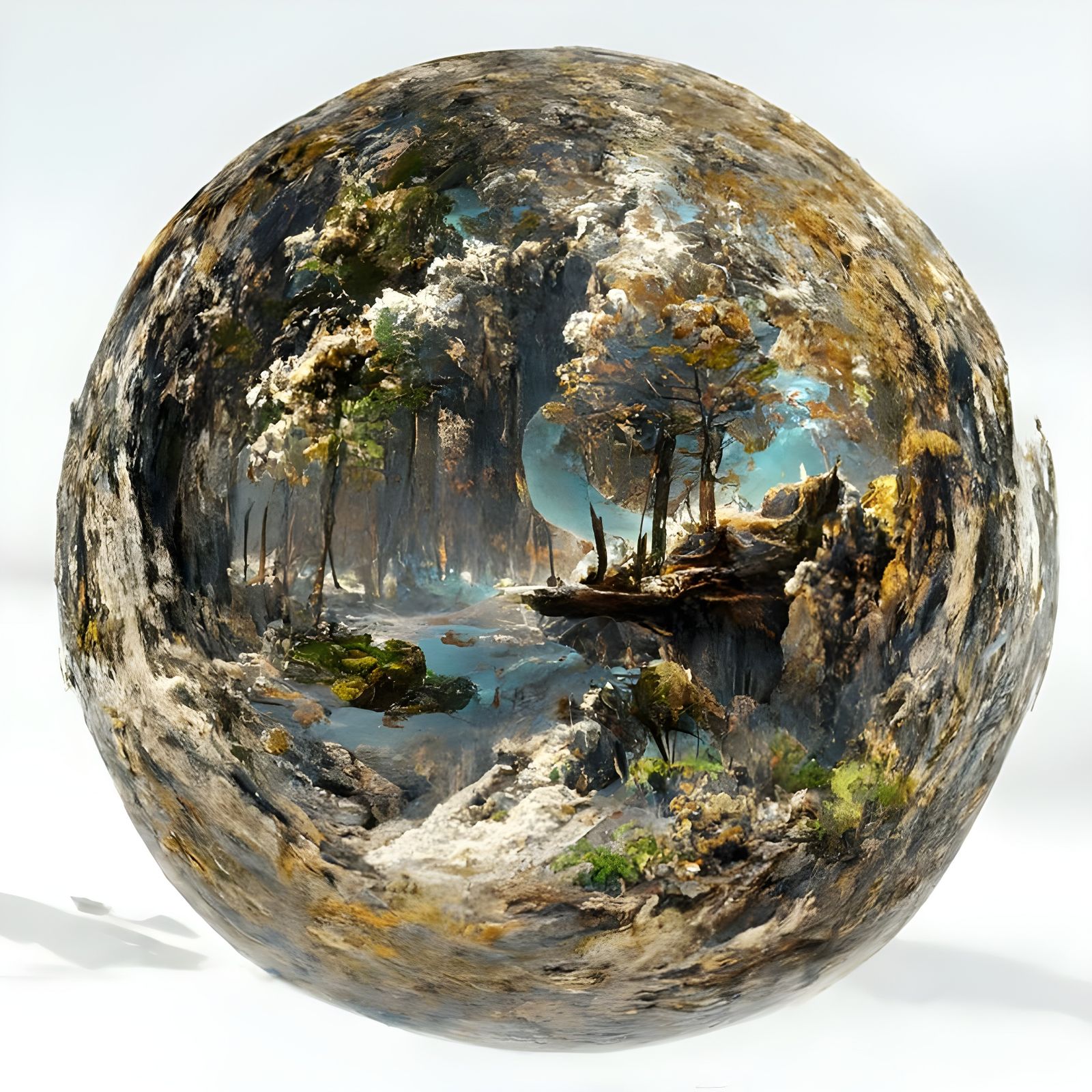 Forest Landscape Inside Sphere Rendered as Digital Art