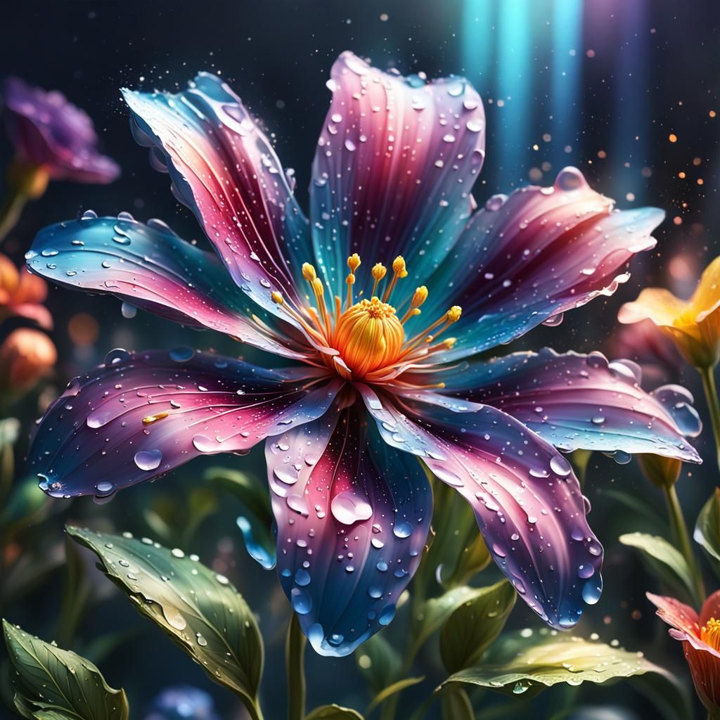 Hyperrealistic Twinkling Flower in Splash Art Style