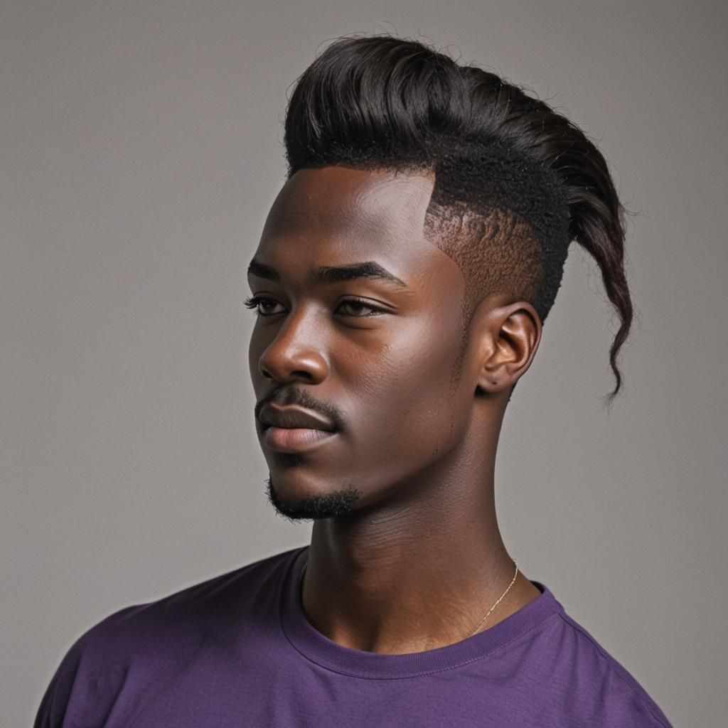 Young Man with Purple Flattop and Colorful Outfit