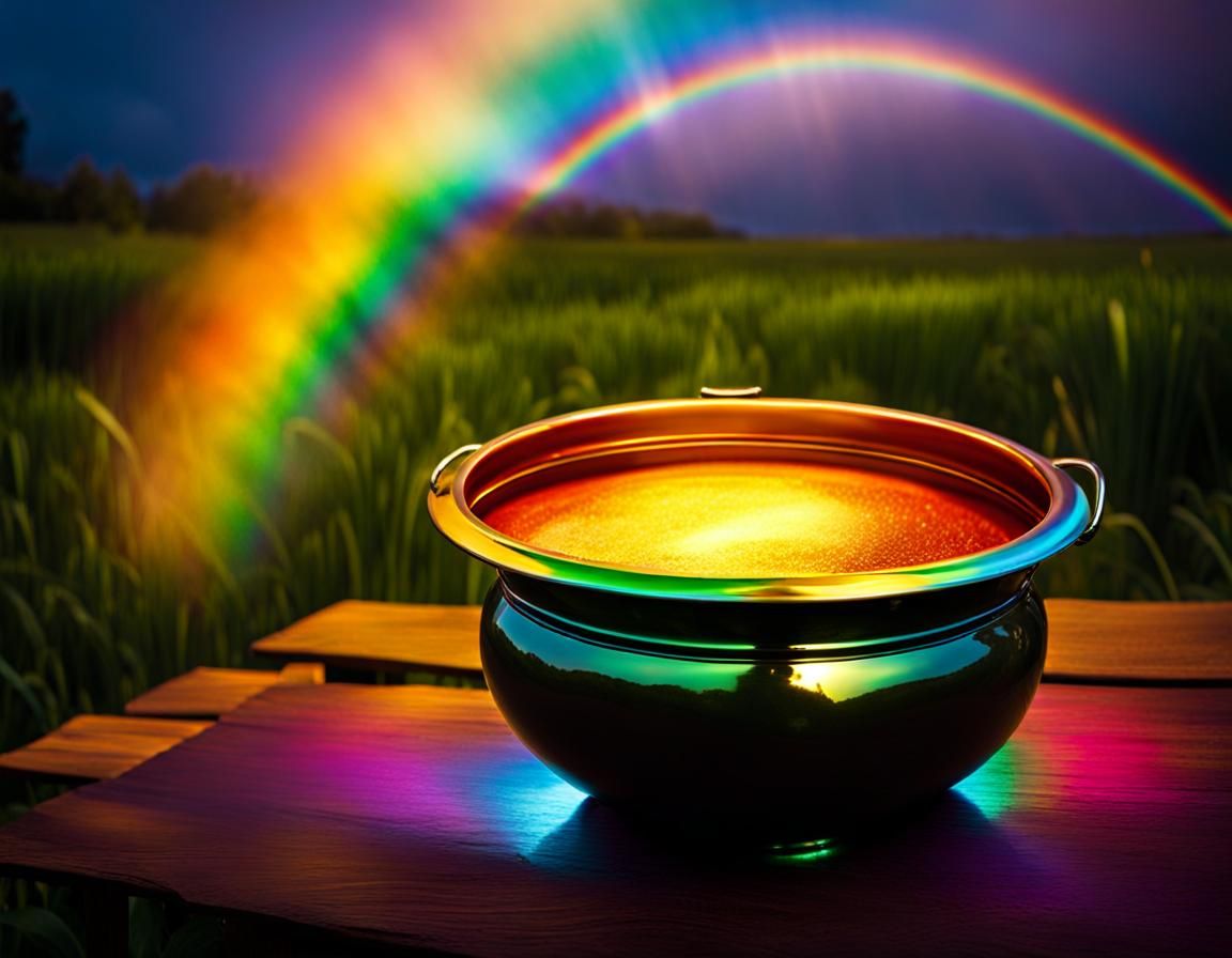 Magical Glowing Pot of Gold at Rainbow's End
