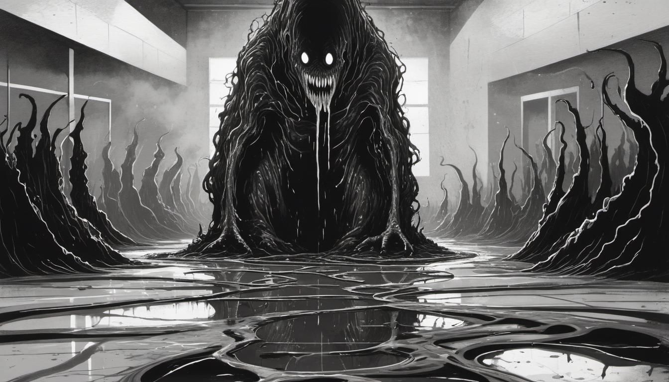 Monstrous Shape Emerges from Oily Puddle