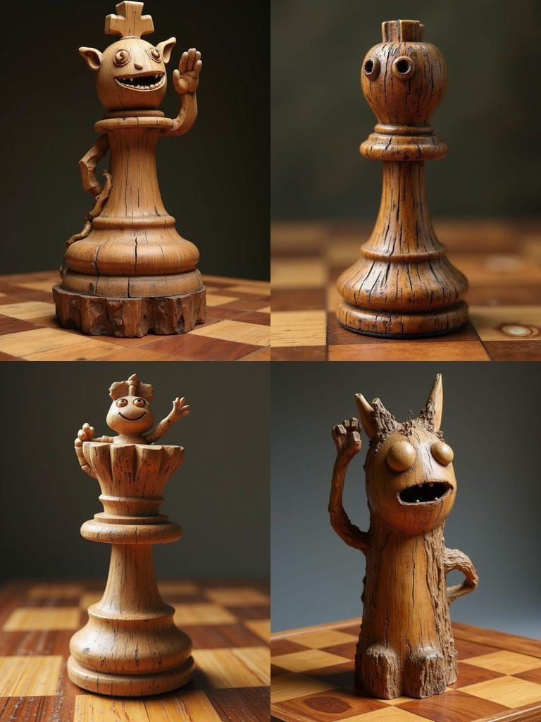 Comically Crude Wooden Chess Pawn on Giant Board