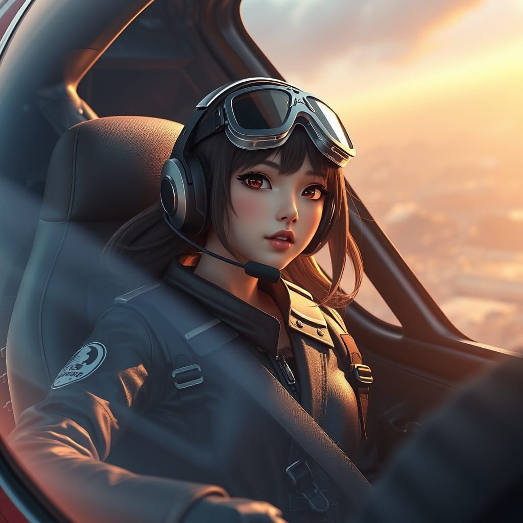 Anime Helicopter Pilot in Genshin Impact Style