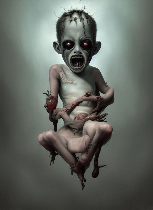 Surreal Possessed Boy in Hyperrealistic Style