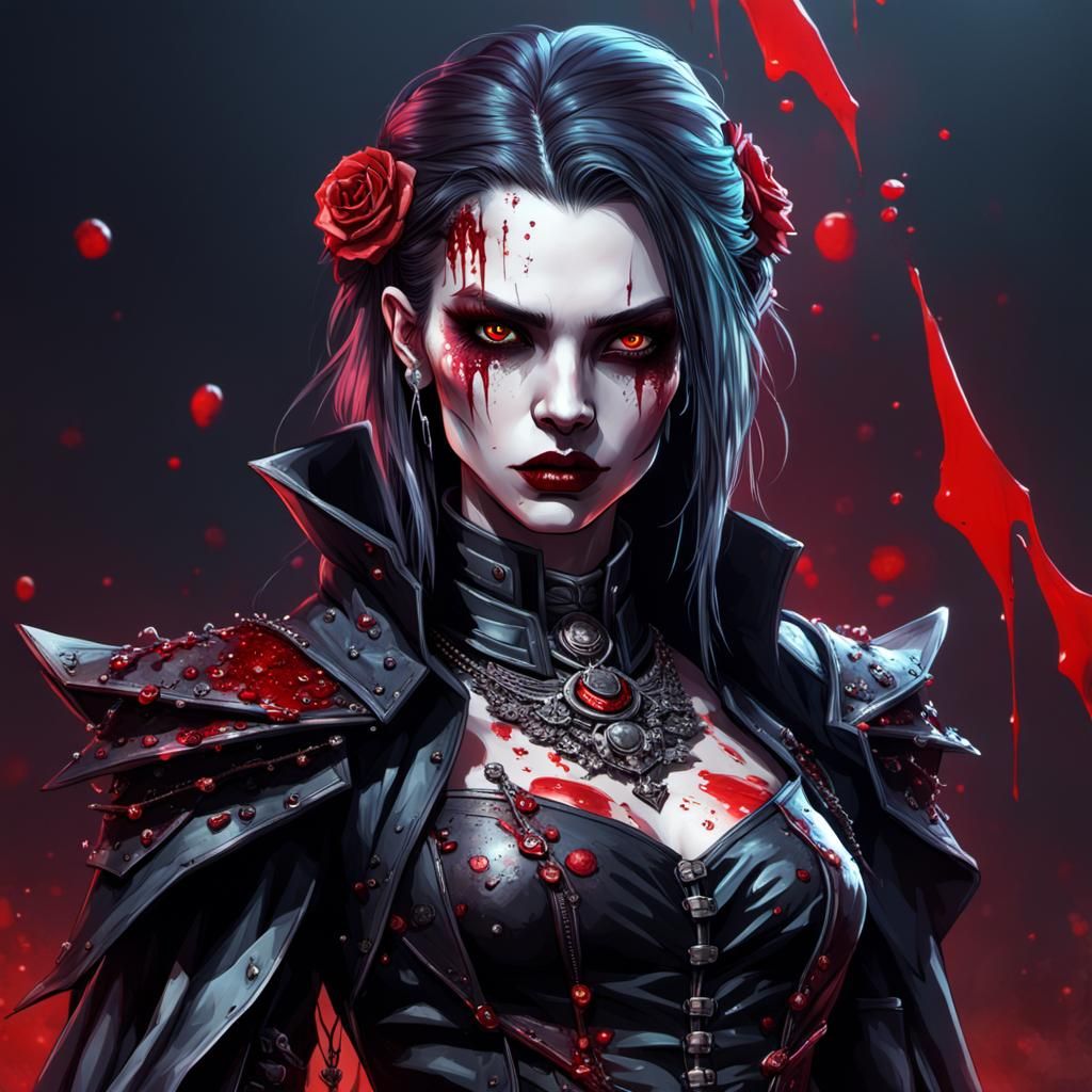 Cyberpunk Vampire Bride in Blood