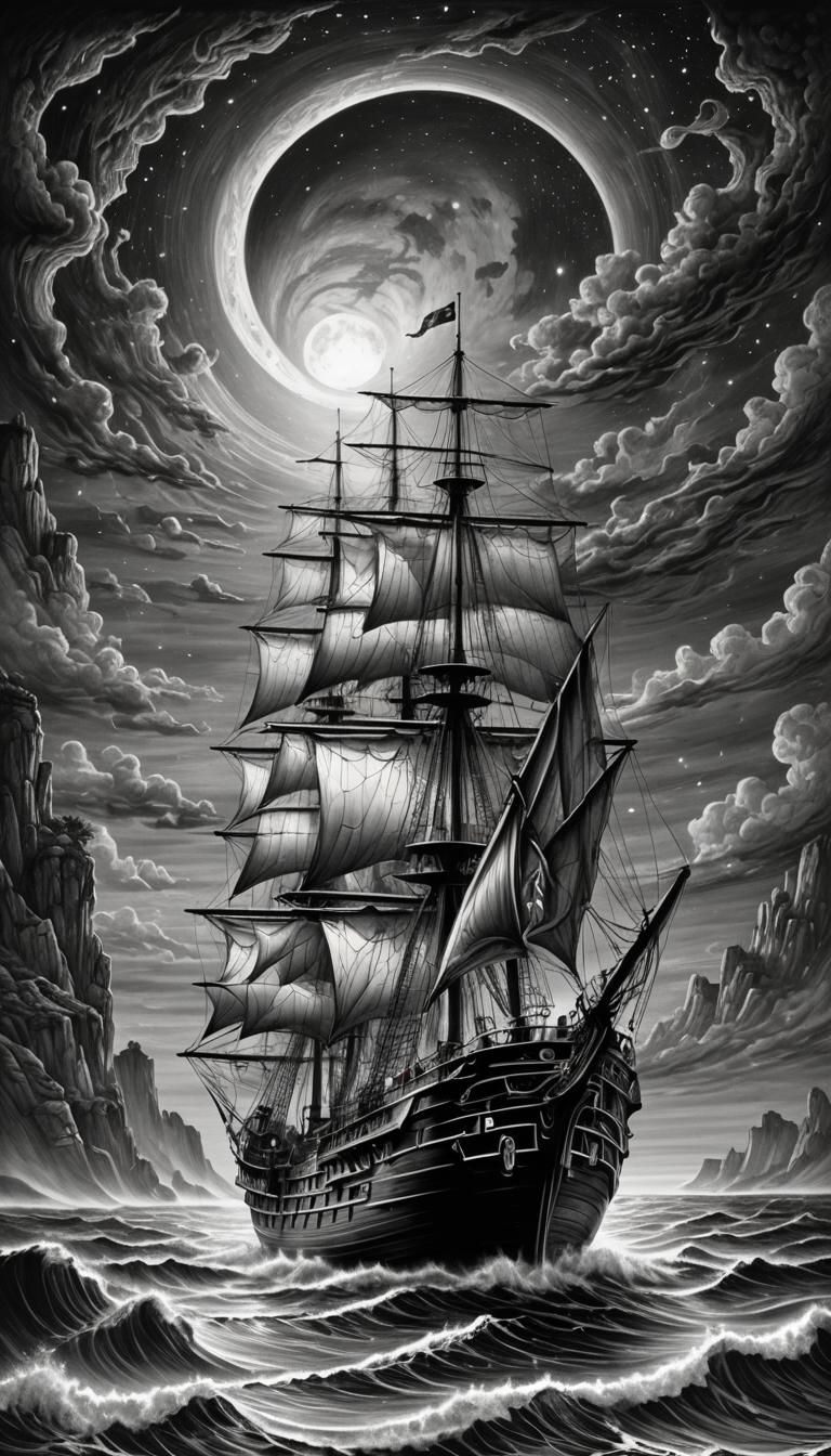 Insanely detailed mesmerizing Black & White Ink Drawing :  m...