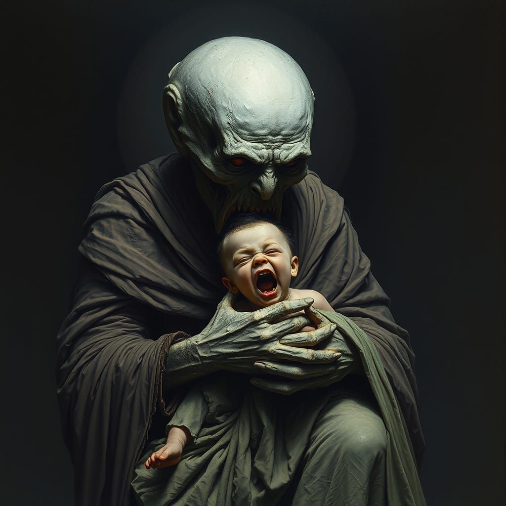 Saturn Devouring His Son: A Dark Biomechanical Horror