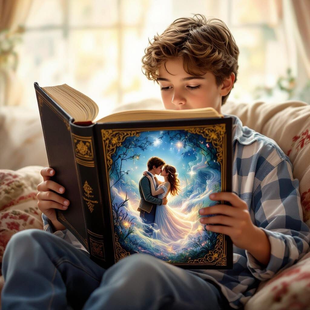 Boy Reads Book and Finds Fantasy Romance
