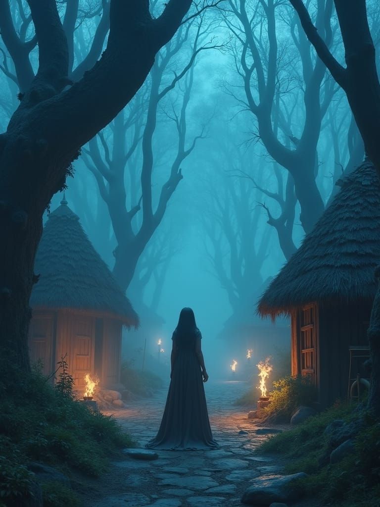 Ancient Village Entrance in Mystical Landscape Style