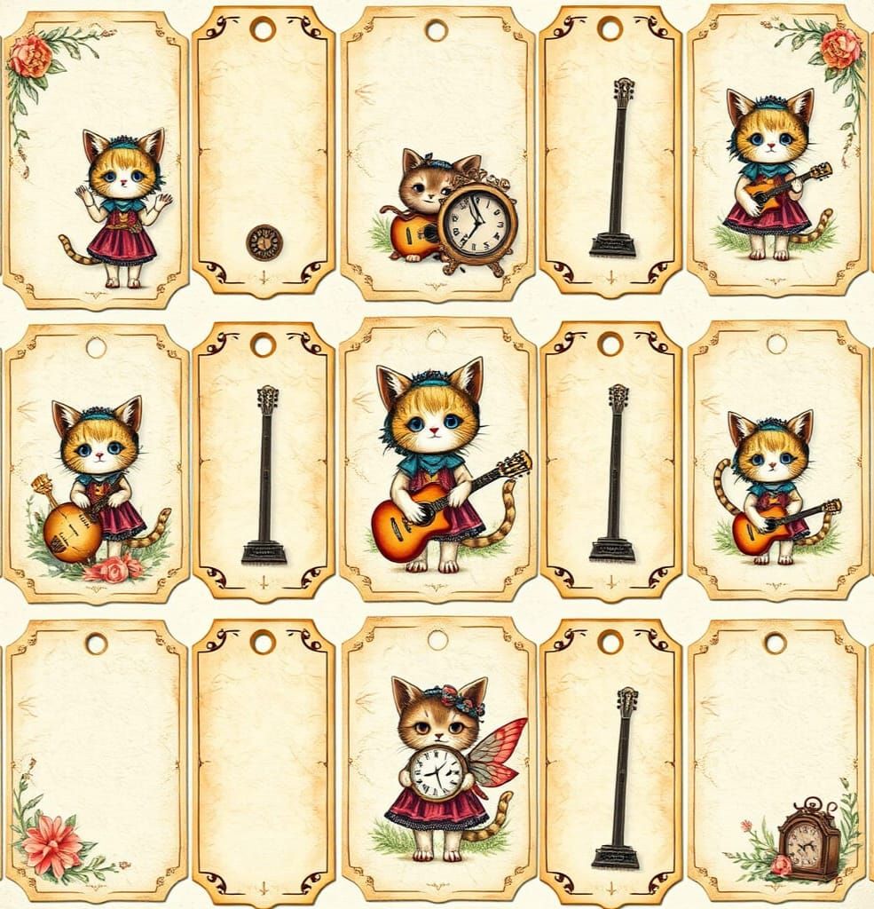 Vibrant Fantasy Punk Scrapbook Tags