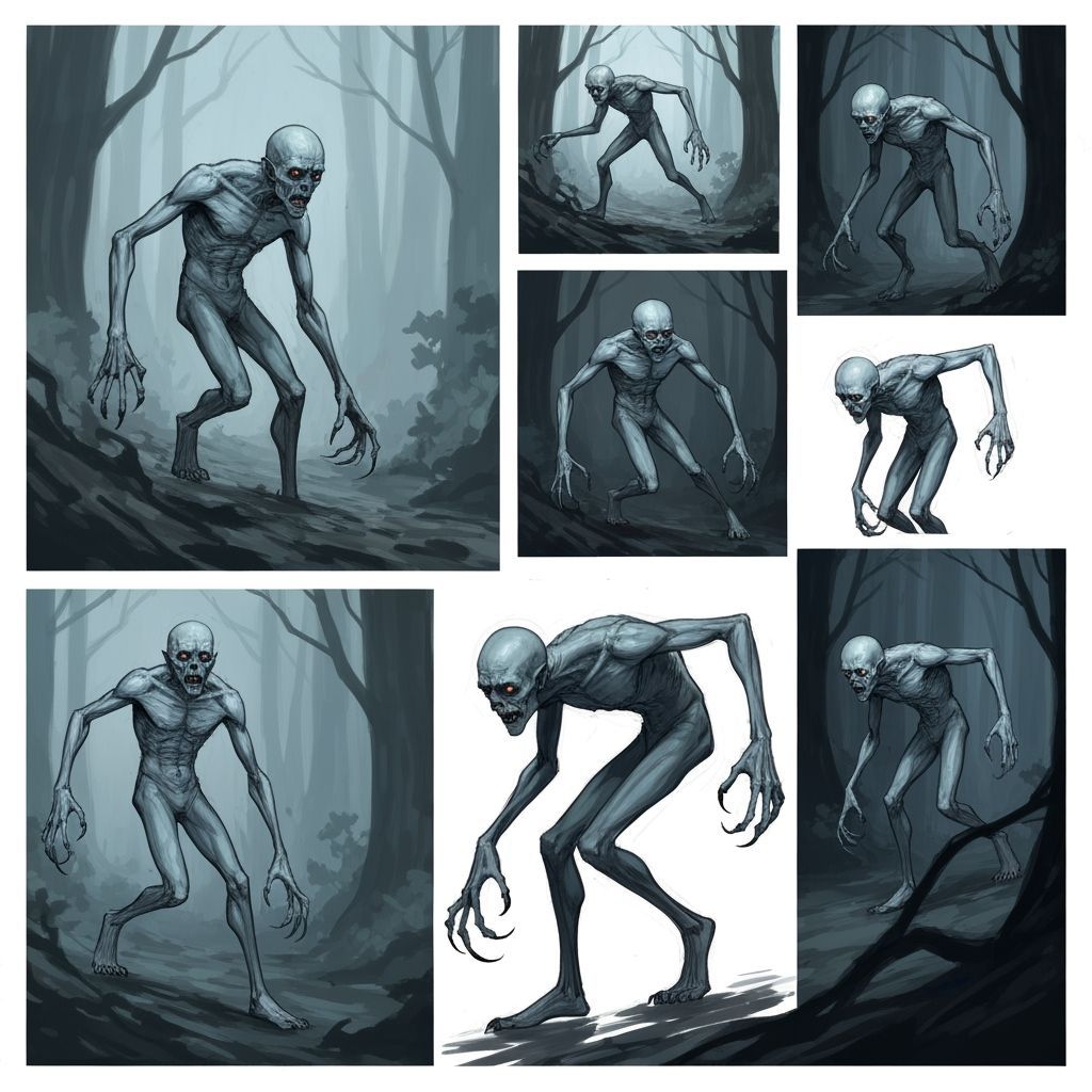 Ghoul Sketches in Sepia Ink on Parchment