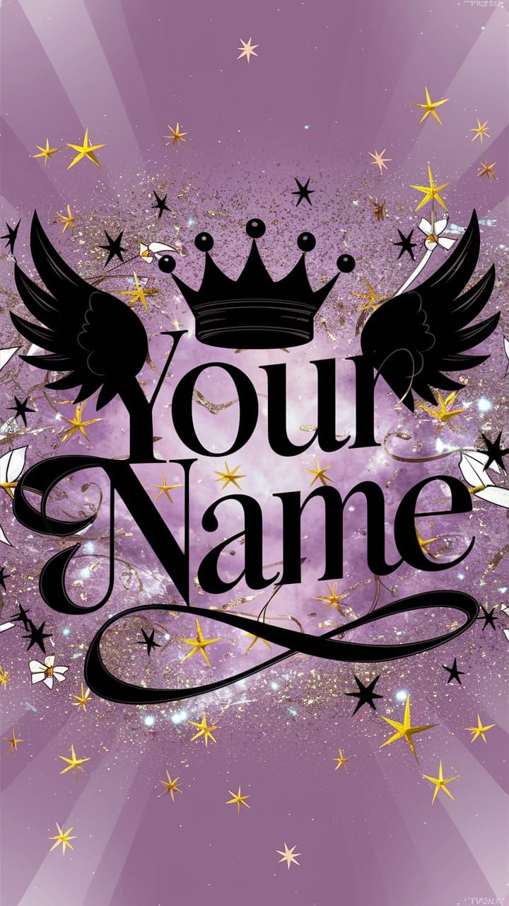 Elegant 3D Typography with Crown and Wings