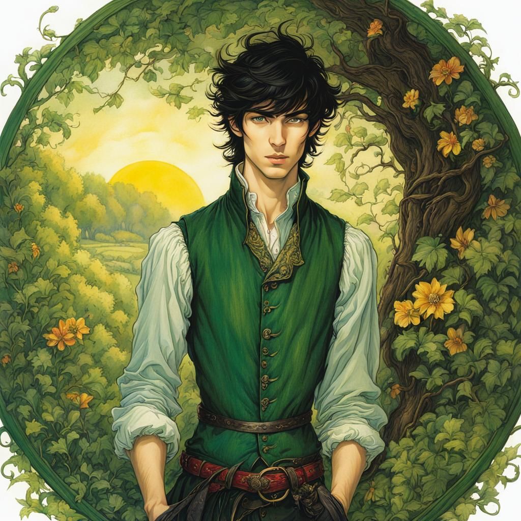 Magical Fairytale Man in Arthur Rackham Style