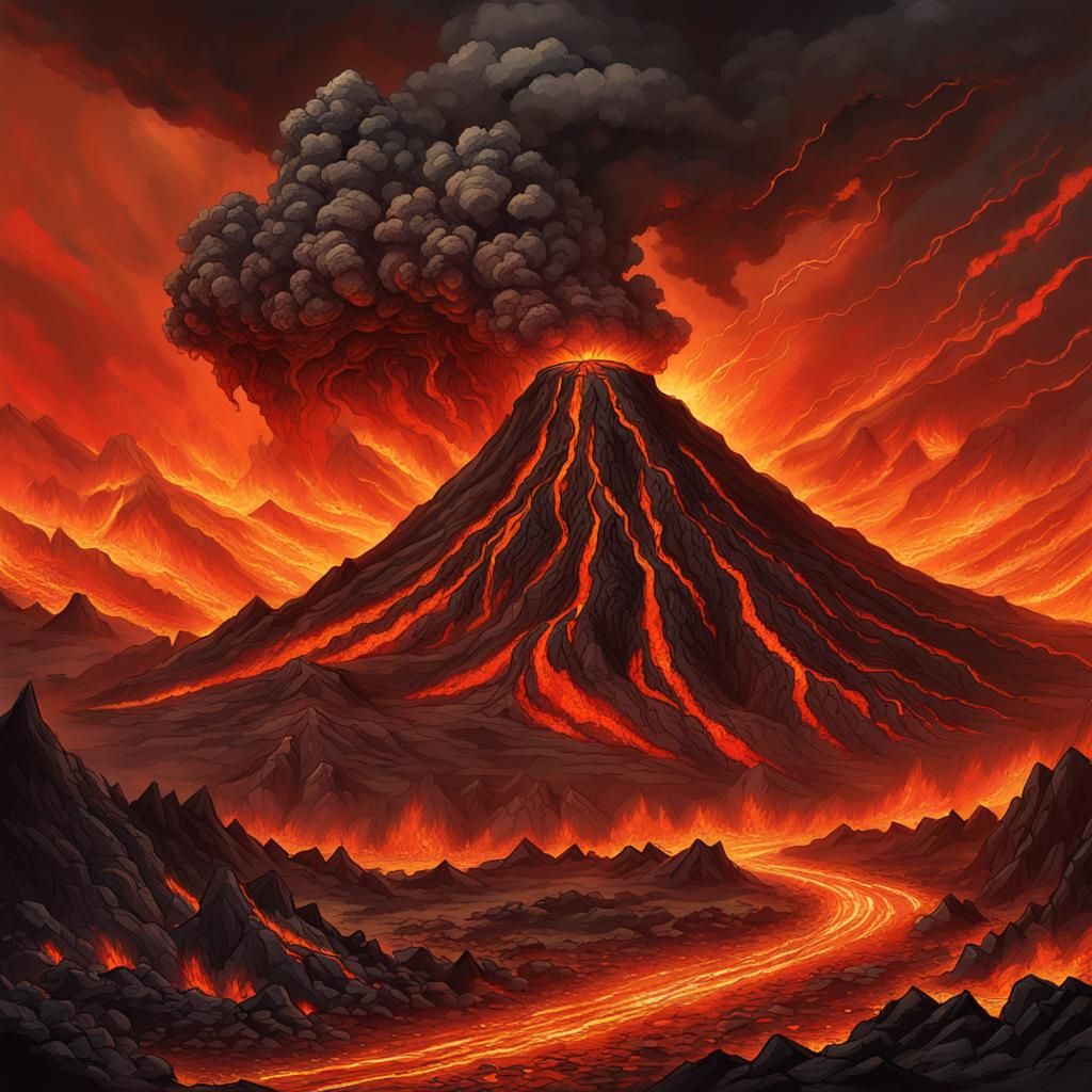 Volcanic Apocalypse: Molten Lava and Firestorm