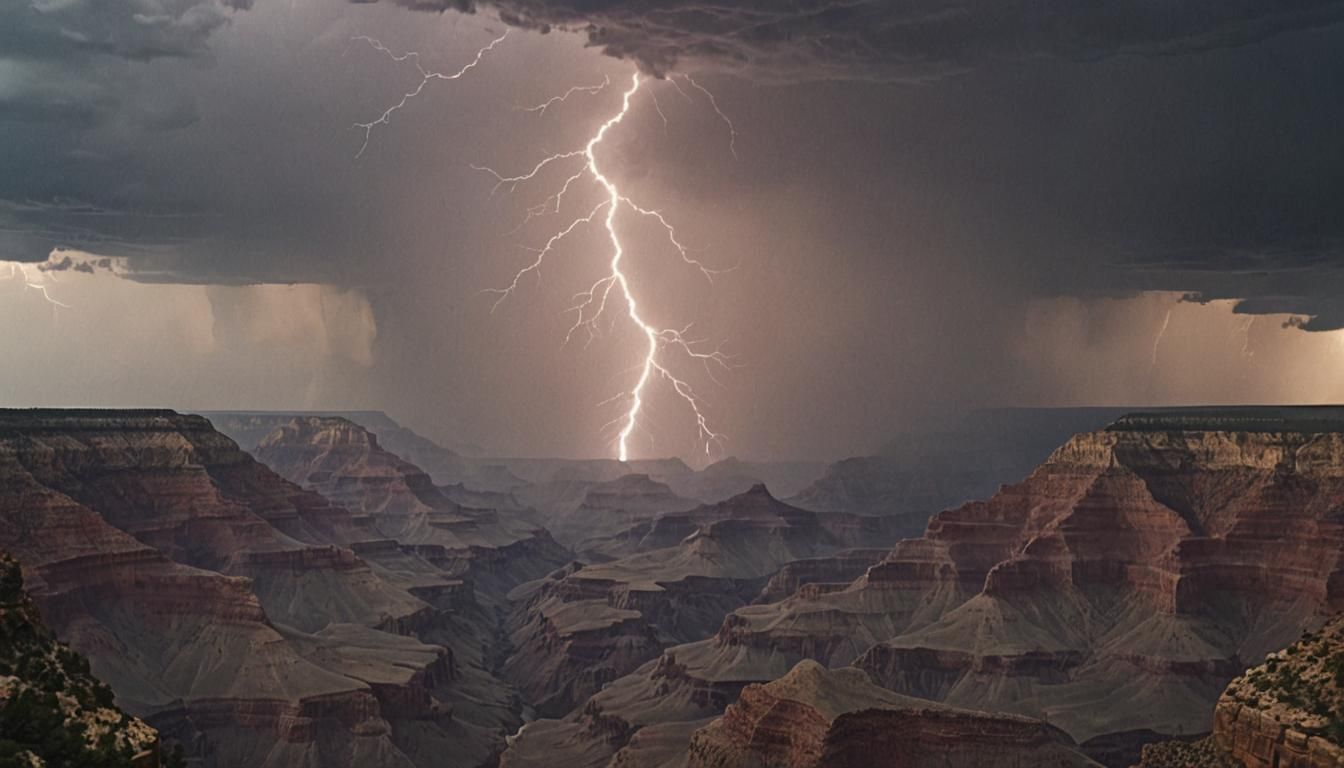 a thunderstorm in the Grand Canyon