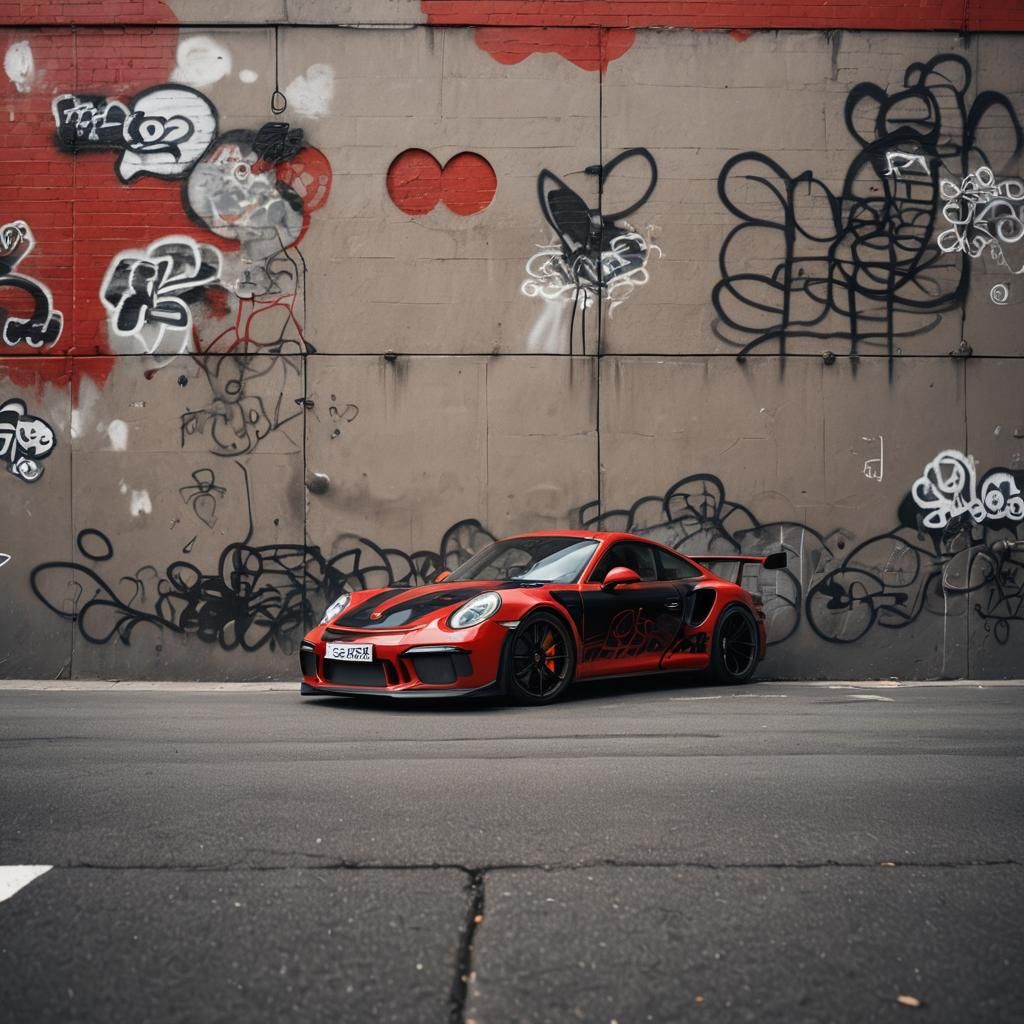 Red Porsche 911 GT3 RS in Urban Setting