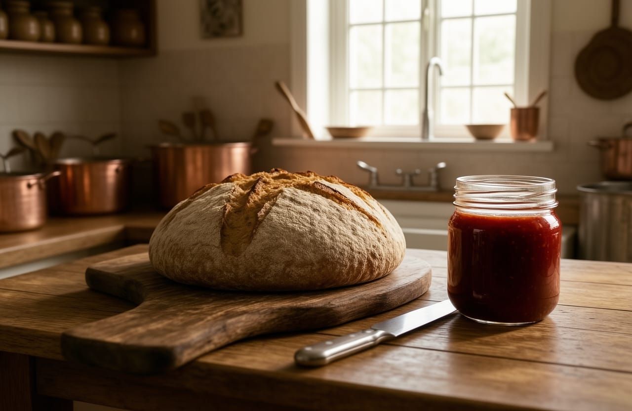 Sourdough Bread and Marmalade in Cozy Kitchen