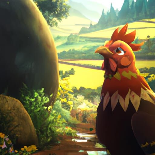 Warrior Chicken in Anime Key Visual Style