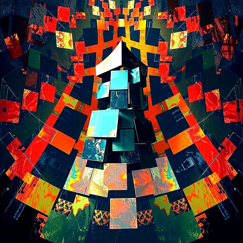 Abstract Overlapping Colorful Squares Design