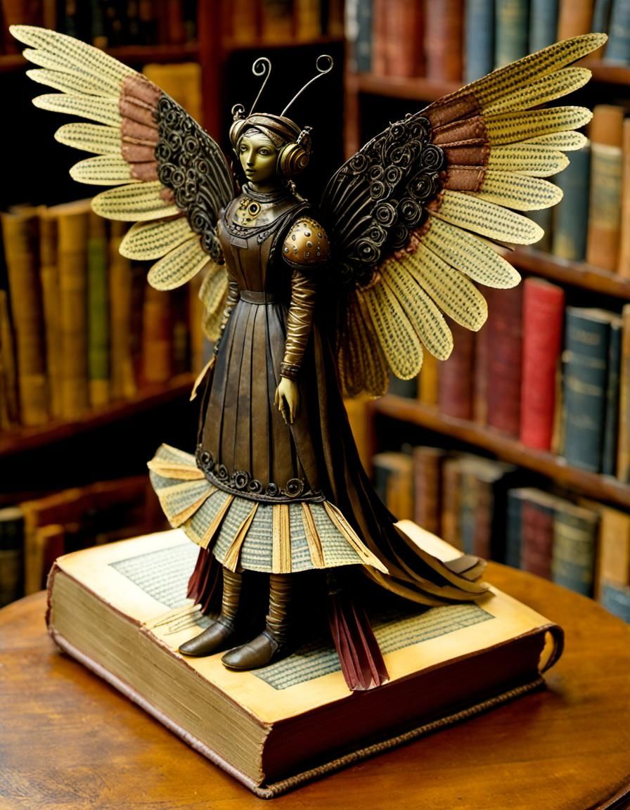 Flying Book Creatures in Victorian Galactic Style