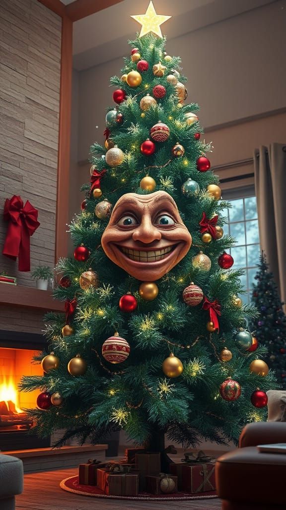 Vibrant Christmas Tree with Twinkling Lights and Whimsical F...