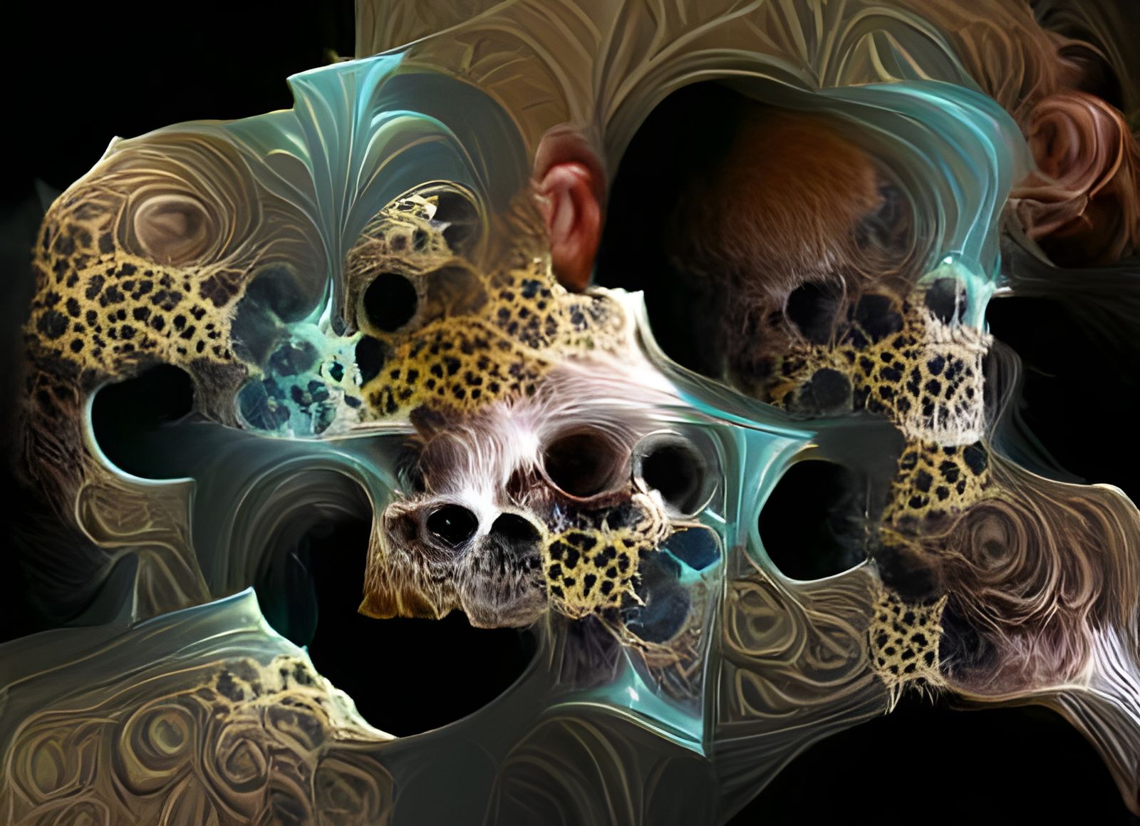 Fractal Skulls in Visionary Art Style