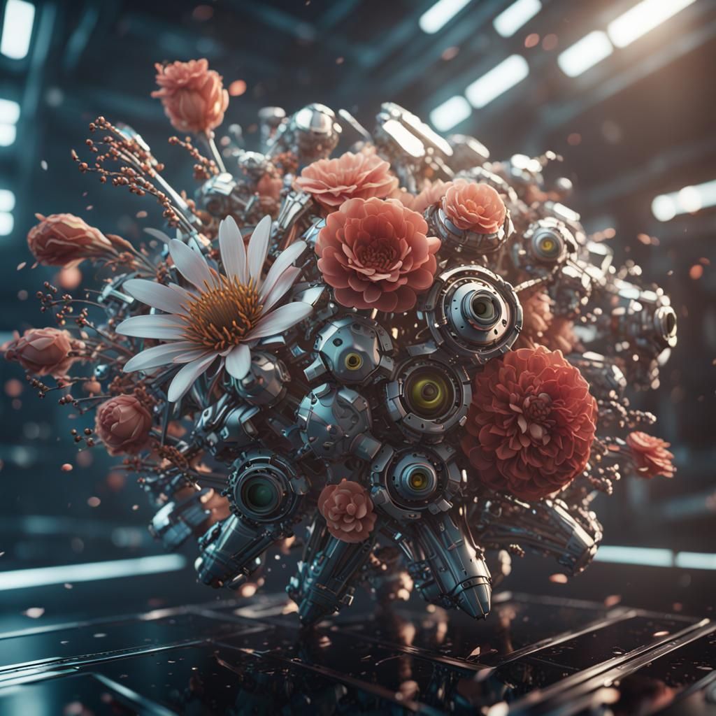 Futuristic Sci-Fi Flower Bouquet in 8K