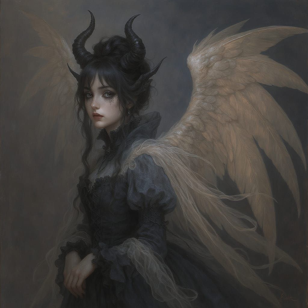 Angelic and Demonic Woman in Victorian Style