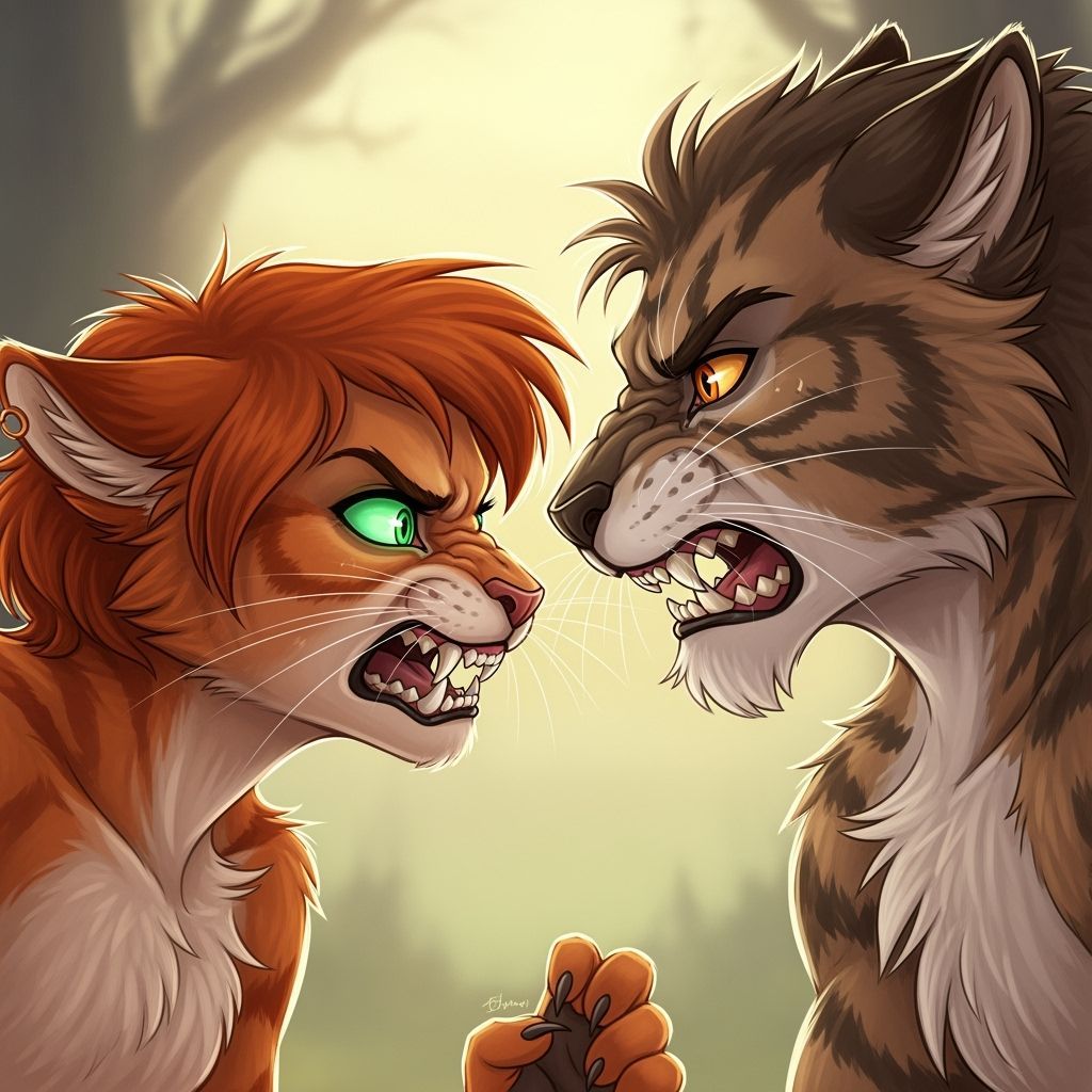 Furious Feline Staredown in Vibrant Digital Art