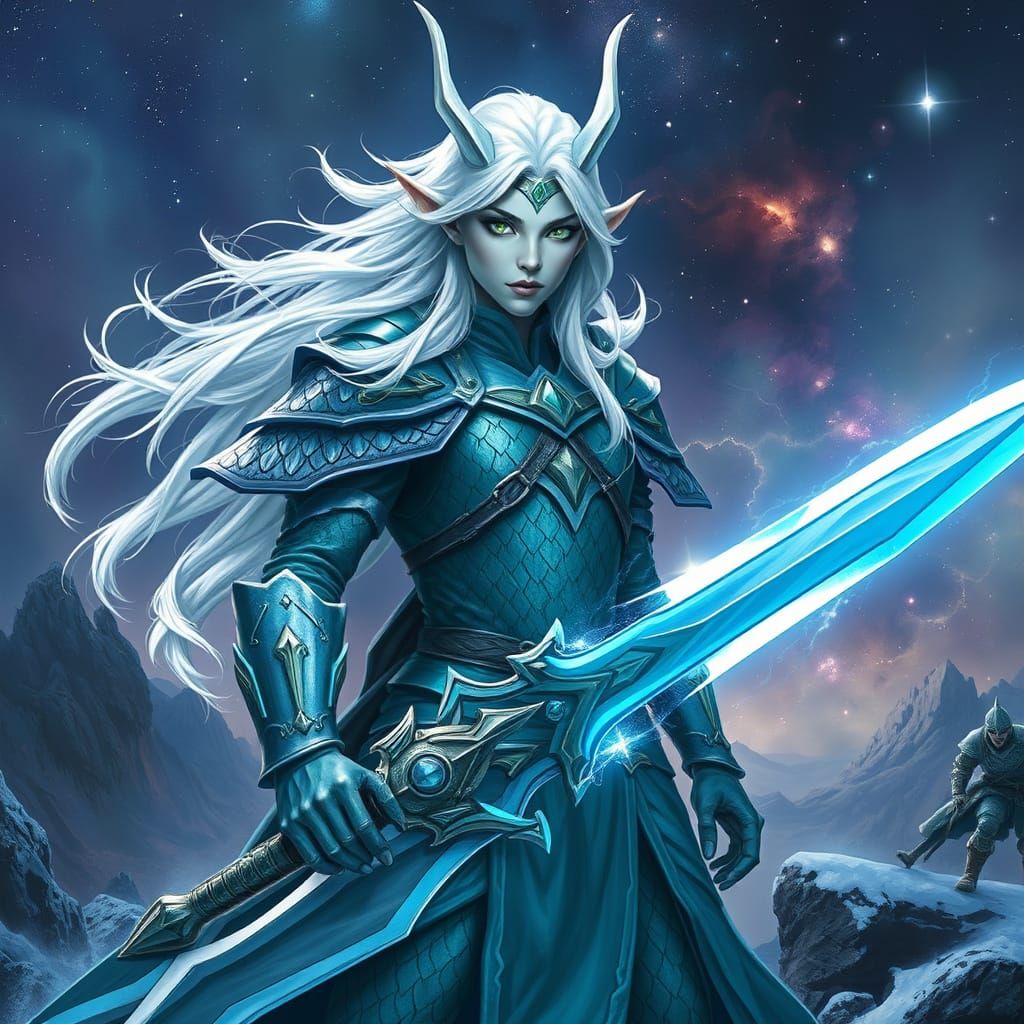 Snow Elf Warrior on Nebula Battlefield