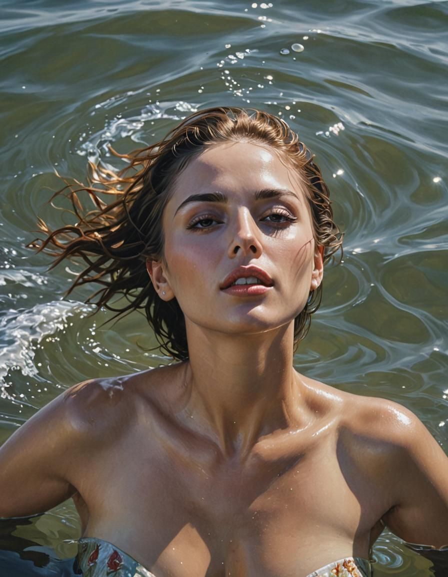 Sensual Goddess Emerges: Photorealistic Oil Painting