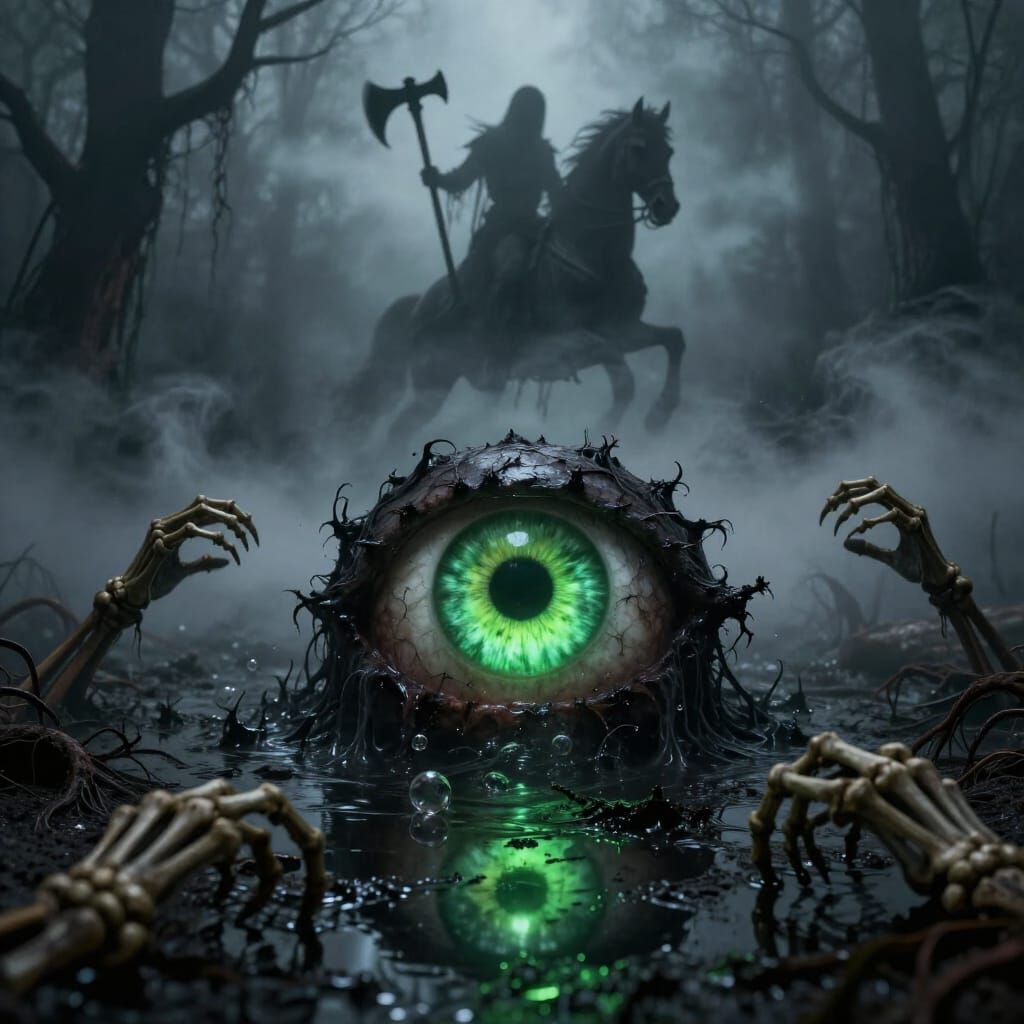 Grotesque Giant Eye Emerges From Black Mire
